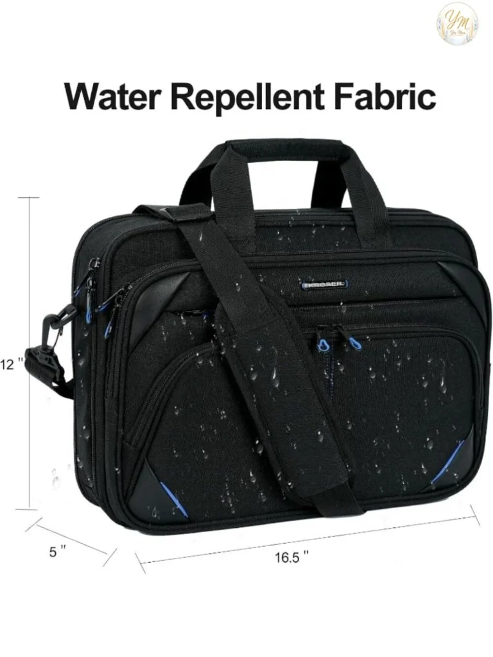 Water-Repellent Canvas Polyester Laptop Briefcase for 15.6